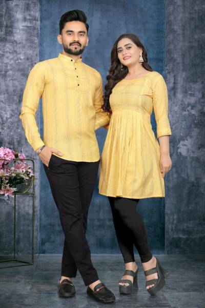 HUM TUM VOL 1 BY WELLTEX COUPLE COMBO TUNIC TOP AND MATCHING SHORT KURTA SET WHOLESALER IN INDIA